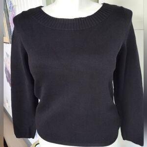 Ann Taylor Silk And Cotton Black Sweater Sz XLG Fits 12-14 Very Nice Condition